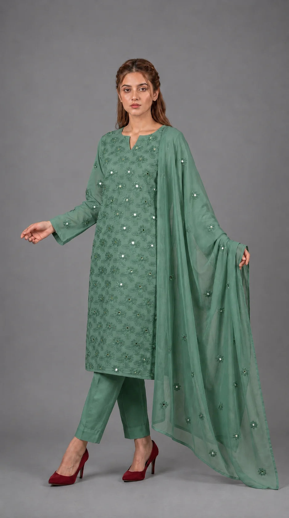 Lawn Suit 3 Piece Unstitched Embroidered – AJC-BB001