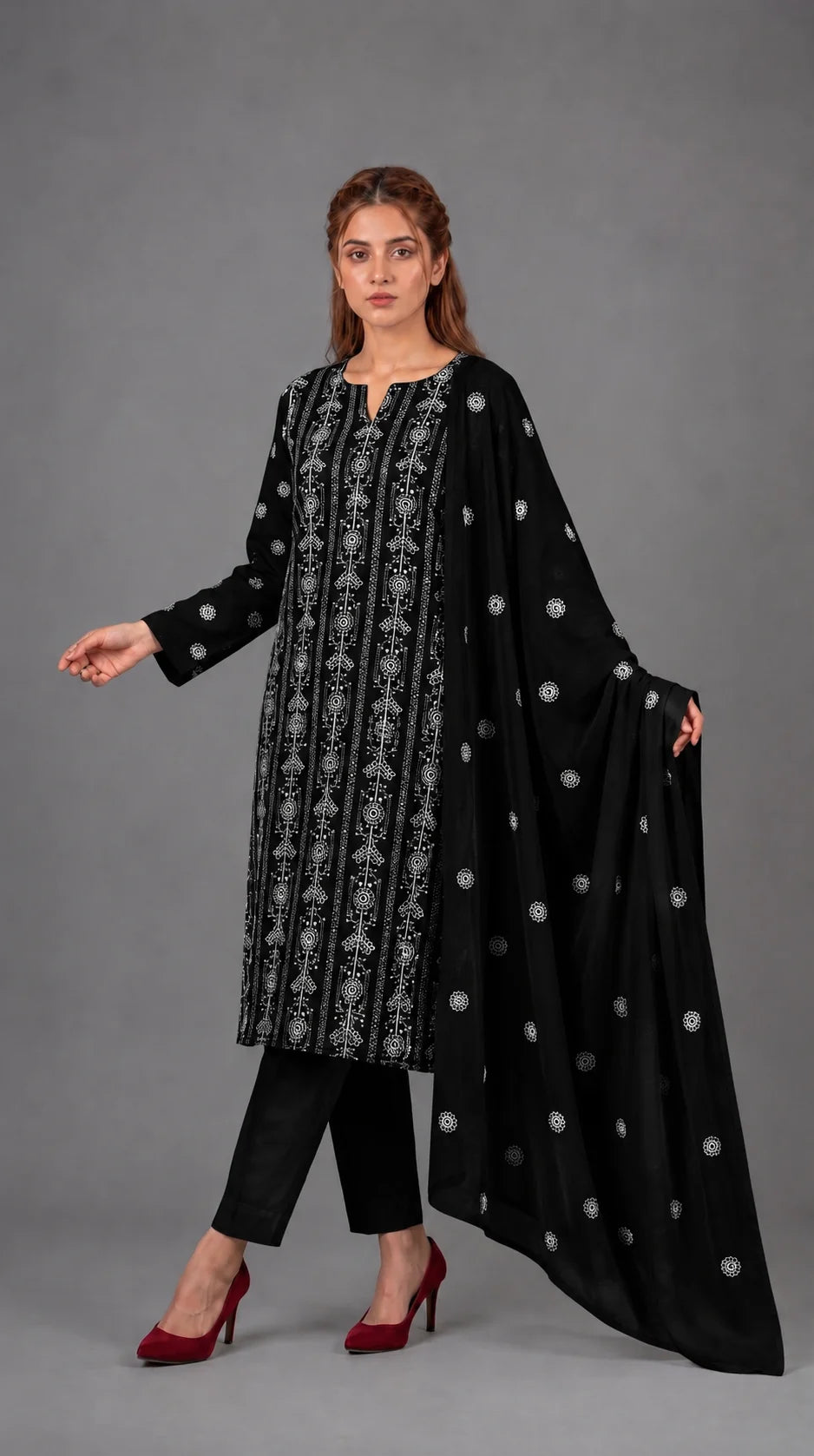 Lawn Suit 3 Piece Unstitched Embroidered – AJC-BB151