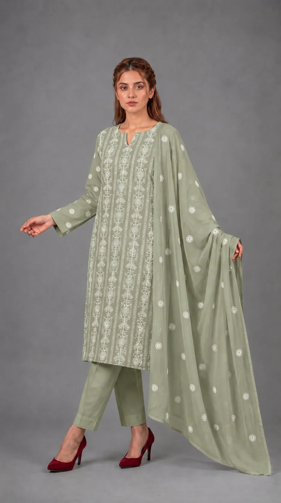 Lawn Suit 3 Piece Unstitched Embroidered – AJC-BB151