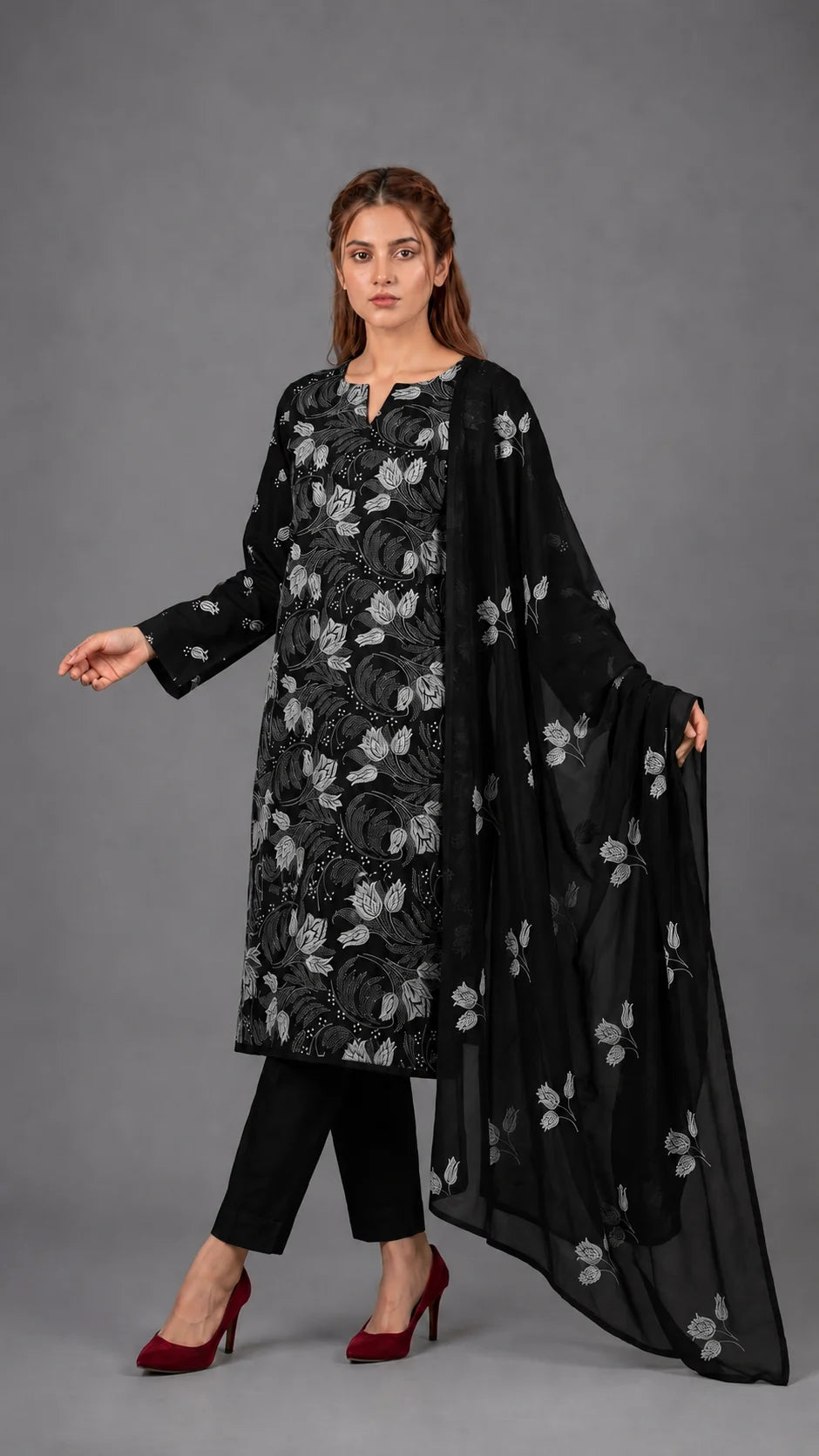 Lawn Suit 3 Piece Unstitched Embroidered – AJC-BB011