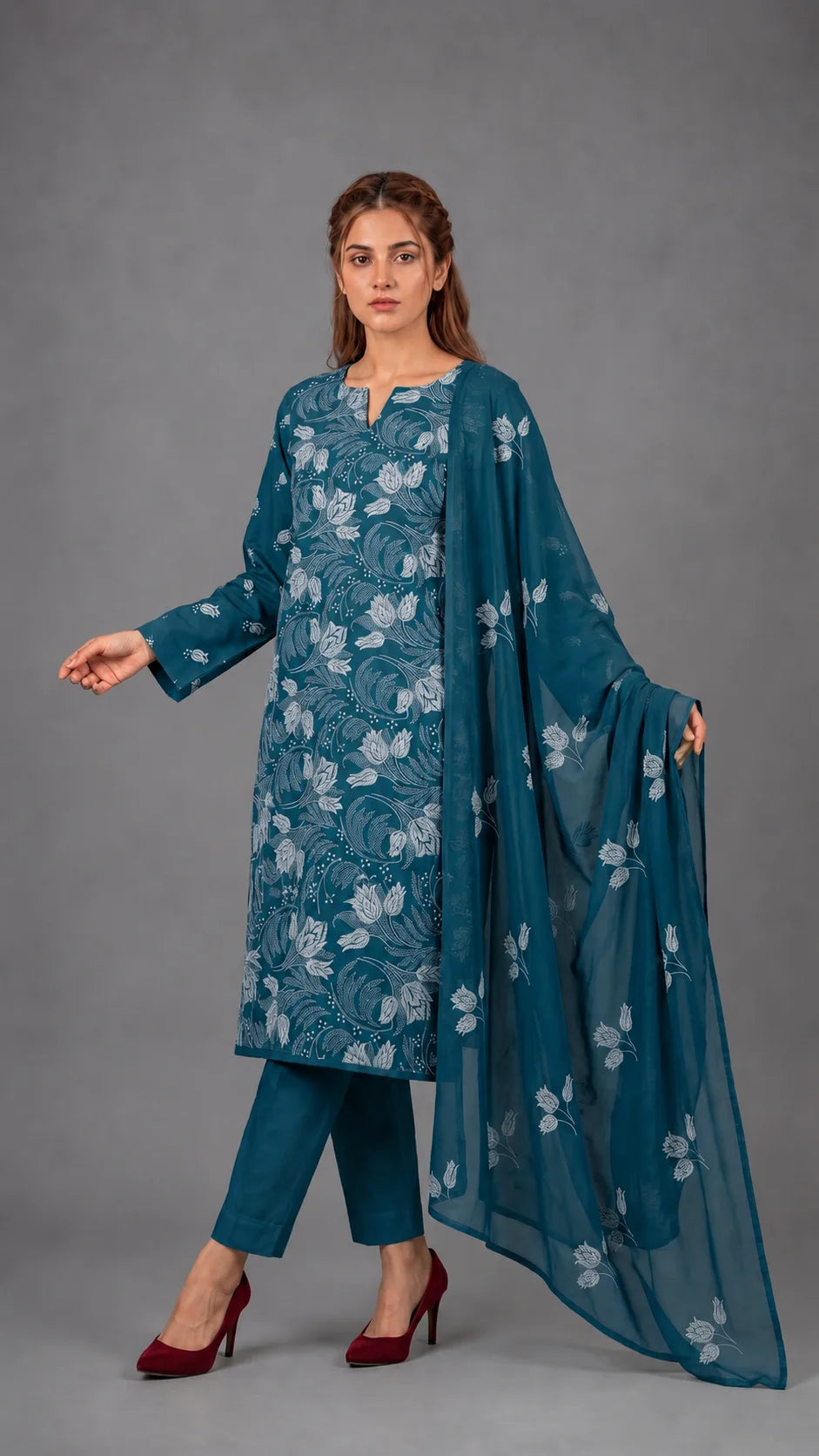 Lawn Suit 3 Piece Unstitched Embroidered – AJC-BB011