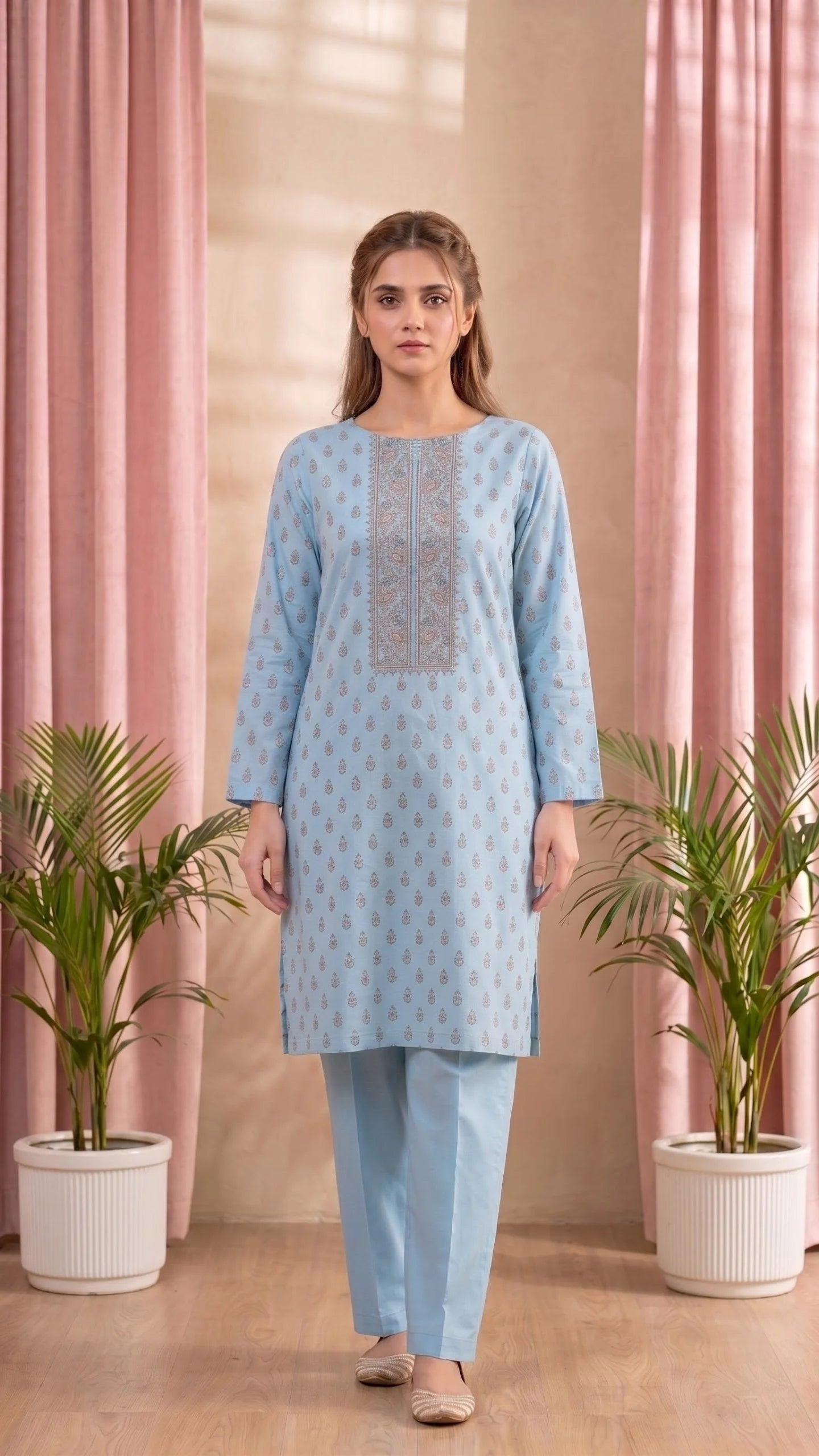 Lawn Suit 2 Piece Unstitched Embroidered – AJC-TP028