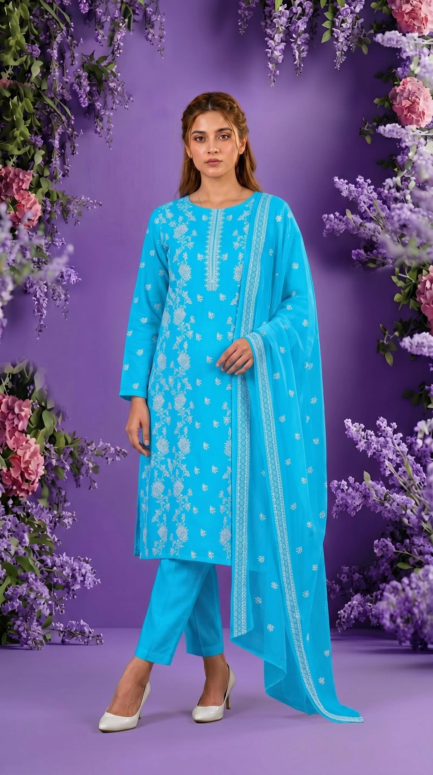 Lawn 3 Piece Unstitched Embroidered Suit AJC-BB031