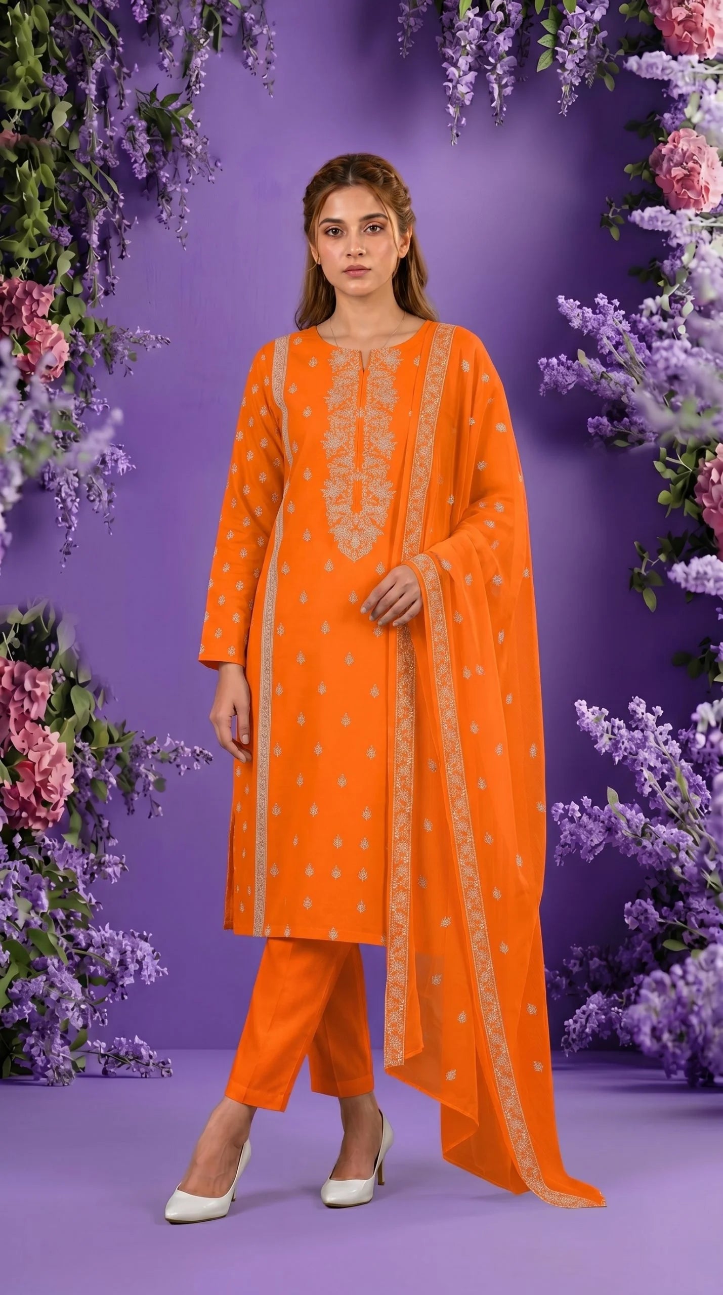 Lawn 3 Piece Unstitched Embroidered Suit AJC-BB033