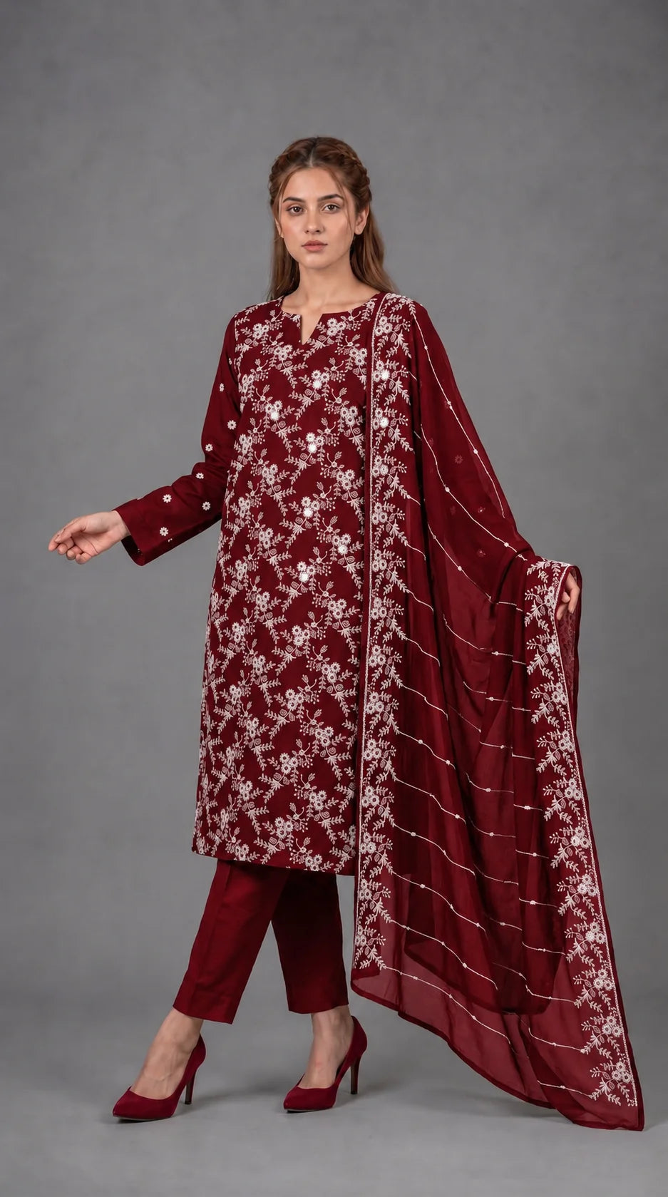 Lawn Suit 3 Piece Unstitched Embroidered – AJC-BB129
