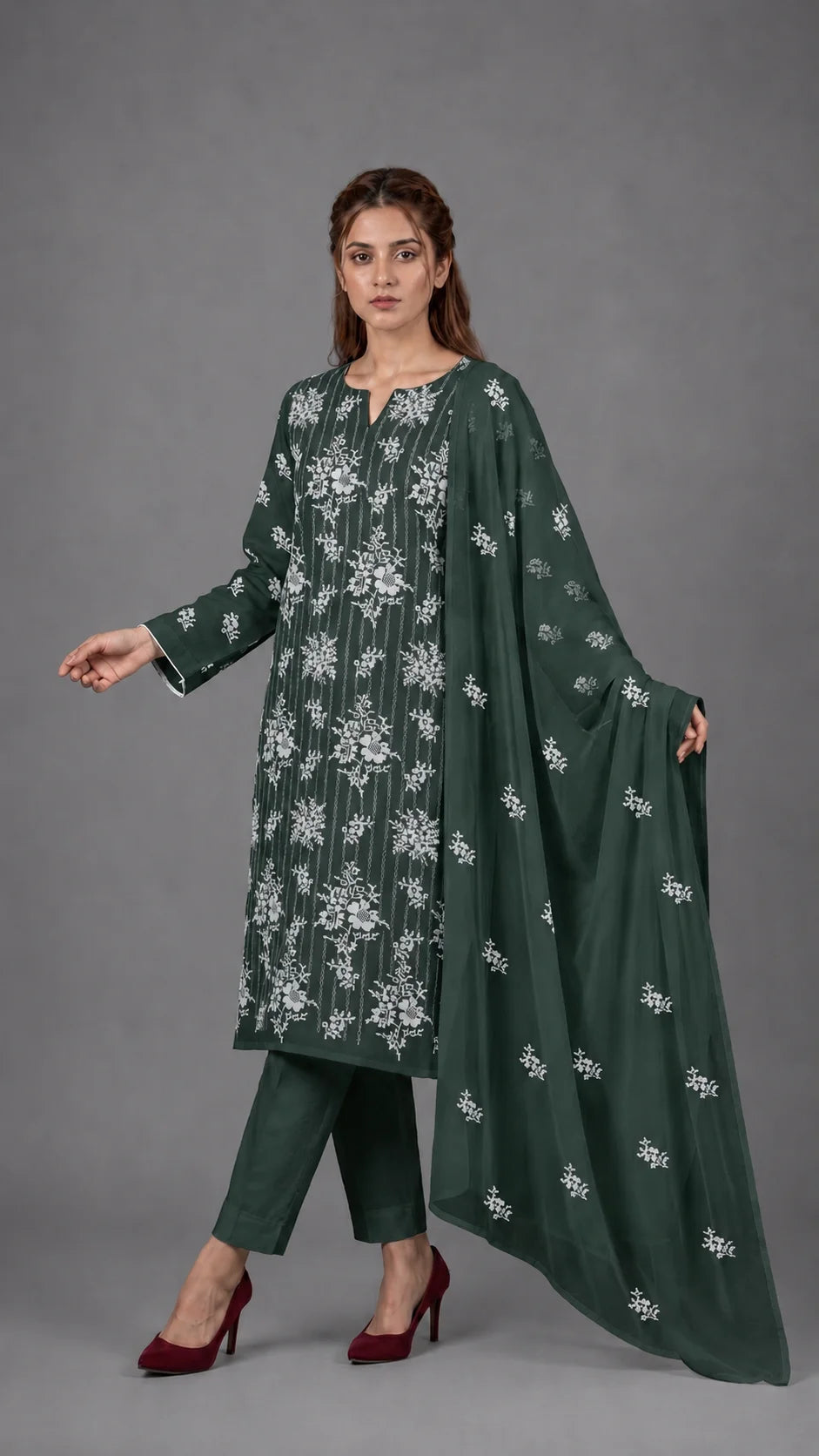 Lawn Suit 3 Piece Unstitched Embroidered – AJC-BB156