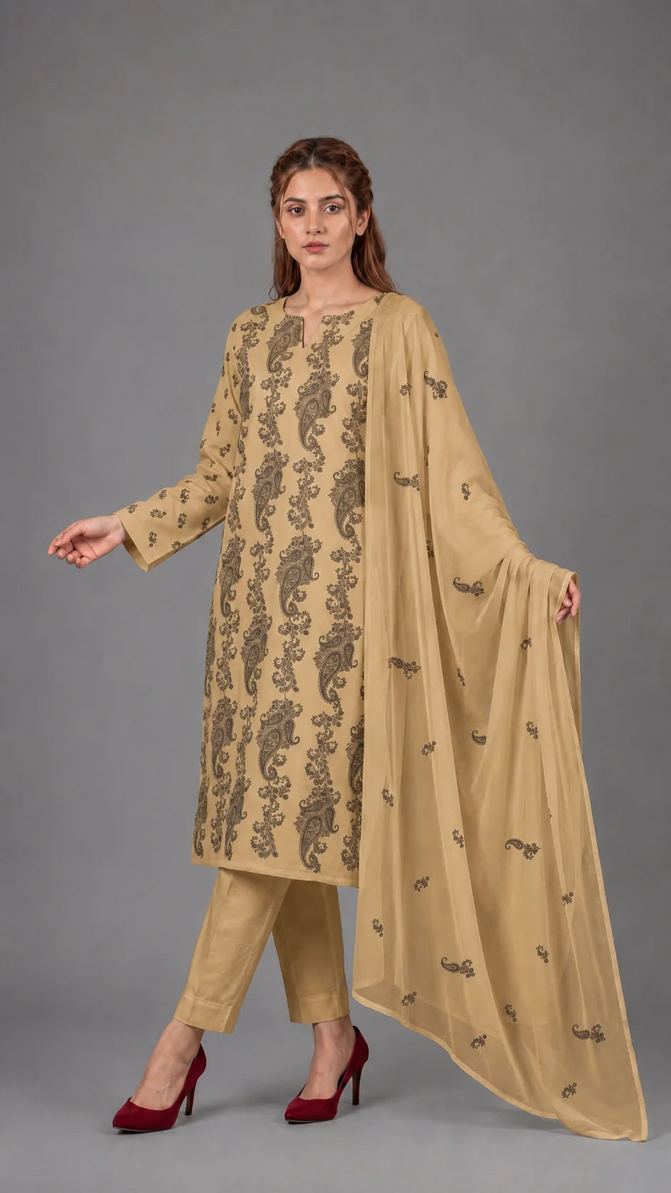 Lawn Suit 3 Piece Unstitched Embroidered – AJC-BB158