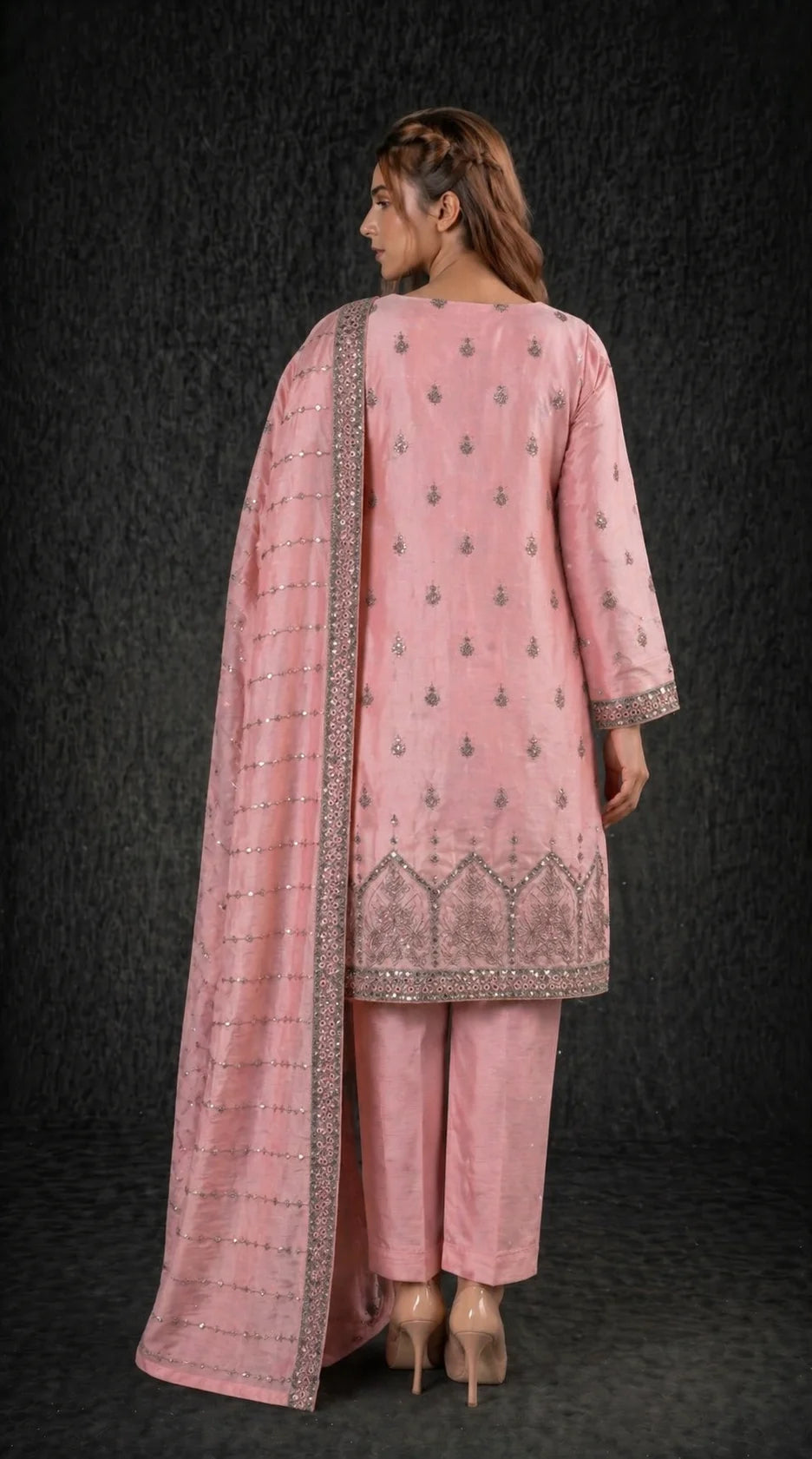 Silk Suit 3 Piece Unstitched Embroidered – AJC-SL01